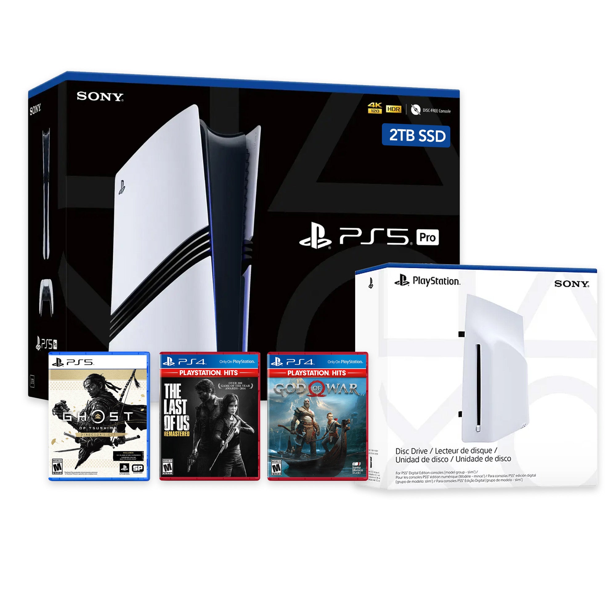 PlayStation 5 Pro with Disc Drive 4TB SSD PS5 Console, Wireless Controller and The Last of Us Remastered, God of War & Ghost Of Tsushima - CFI-7019 PS5 Pro PlayStation 5 Pro with Disc Drive 4TB SSD PS5 Console, Wireless Controller and The Last of Us Remastered, God of War & Ghost Of Tsushima - CFI-7019 PS5 Pro
